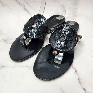 Jack Rogers Georgia Black Jelly Sandals Flip-Flops Summer Women's 6